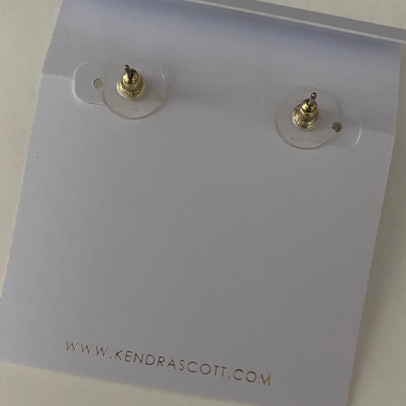 Kendra Scott vintage Gold and Teal stud post Earrings - Picture 3 of 3